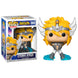 Vue latérale de la figurine Funko POP Cygnus Hyoga Saint Seiya avec boîte transparente et fond blanc