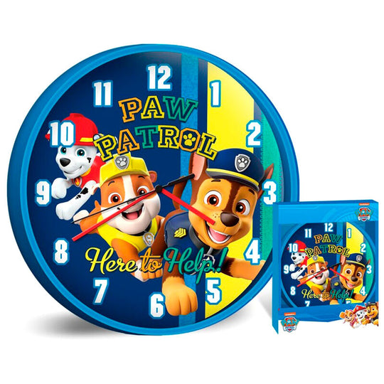 Horloge murale ronde Pat'Patrouille de 25cm avec personnages colorés pour chambre d'enfant
