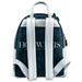 Vue de face du sac à dos Loungefly Harry Potter Poudlard avec logo officiel et design détaillé