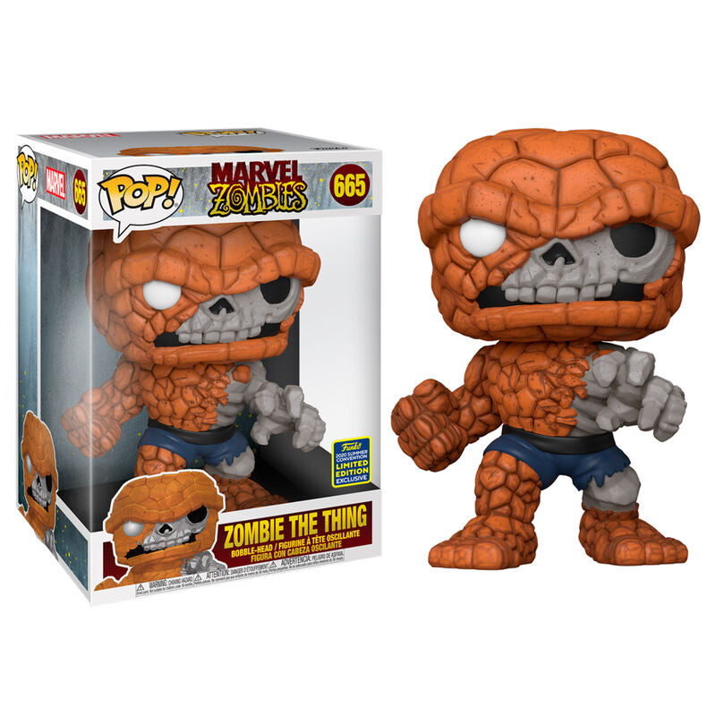 Packaging original Funko POP Marvel Zombies The Thing avec logo et design exclusif sur boîte