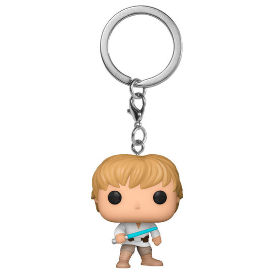 Porte-clés Pocket POP FUNKO représentant Luke Skywalker de Star Wars, vue détaillée de la figurine miniature.