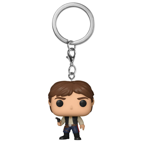Porte-clés Pocket POP représentant Han Solo de Star Wars par FUNKO, avec détails fidèles au personnage et couleurs vives.