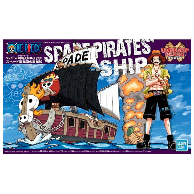 Kit de maquette One Piece Spade Pirates avec pièces en PVC avant assemblage, emballage et instructions visibles