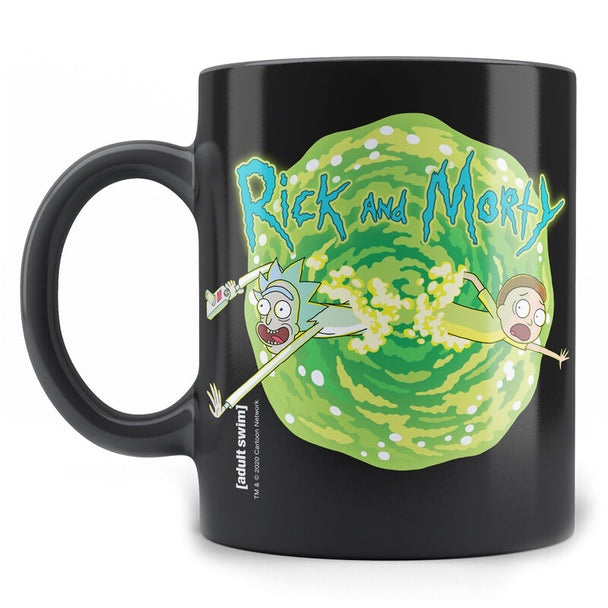 Mug Rick and Morty en céramique blanche avec logo coloré de la série, vue de face