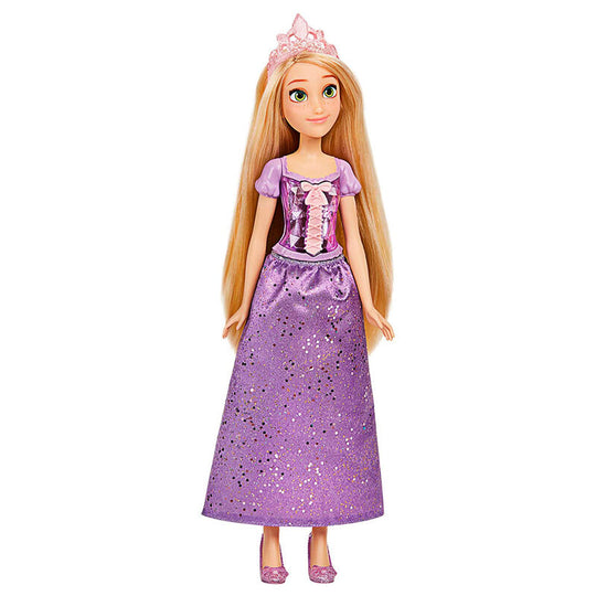 Vue latérale de la poupée Raiponce Disney Royal Shimmer mettant en avant ses accessoires et détails