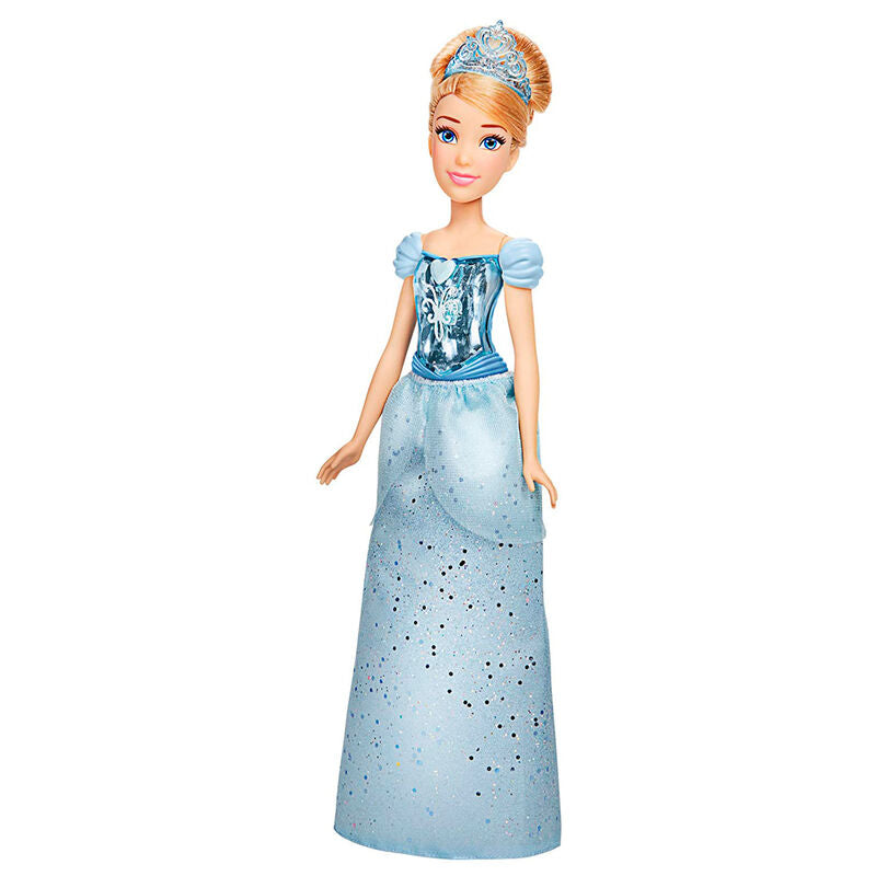 Détail des accessoires de la poupée Cendrillon, incluant ses chaussures et bijoux scintillants