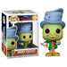 Figurine Funko POP Jiminy Cricket Disney Pinocchio en vinyle, vue de face dans sa boîte vitrine transparente.