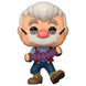 Zoom sur les détails de la figurine Geppetto Funko POP jouant de l'accordéon, en vinyle de 9 cm