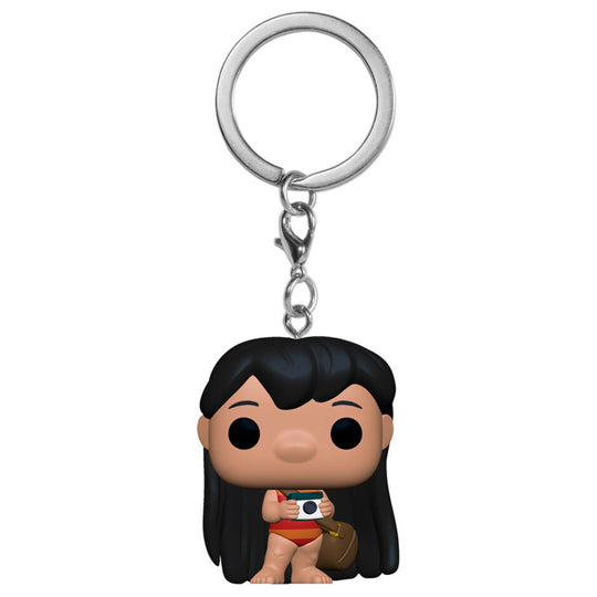 Porte-clés Pocket POP FUNKO représentant Lilo de Disney avec un appareil photo en main, vue de face