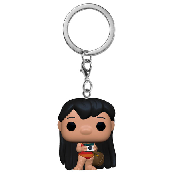 Porte-clés Pocket POP FUNKO représentant Lilo de Disney avec un appareil photo en main, vue de face