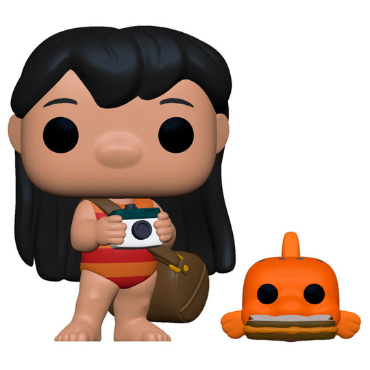 Vue rapprochée de la figurine Funko POP Lilo tenant Pudge, détails précis et couleurs vives