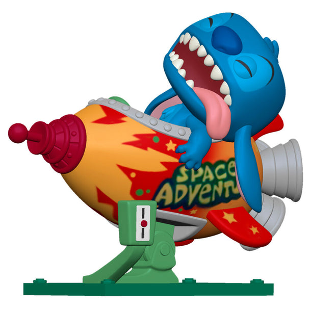 Figurine Funko POP Rides Stitch en fusée vue de face avec détails colorés et expression malicieuse