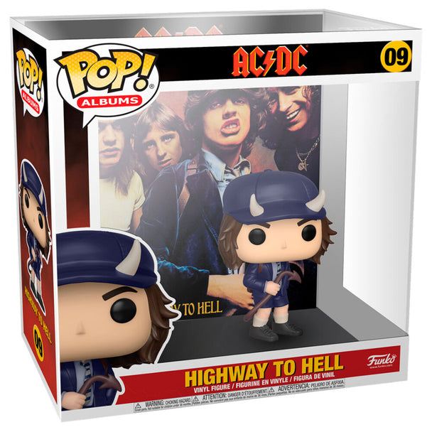 Figurine POP FUNKO représentant l'album Highway to Hell du groupe AC/DC, avec détails précis et couleurs vives.