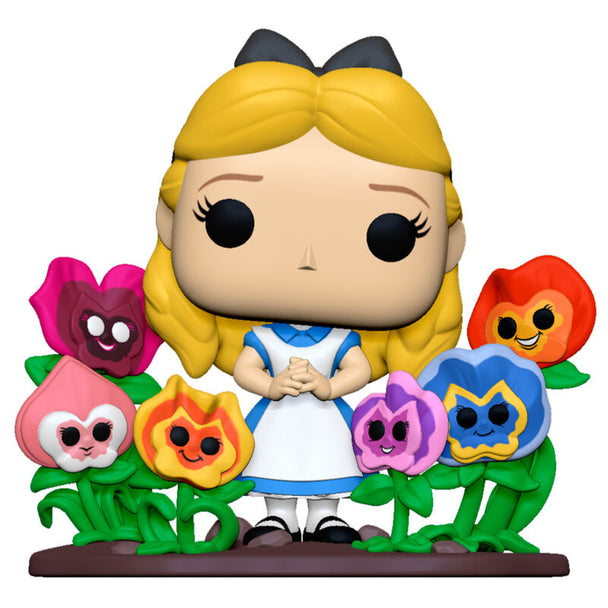 Figurine Funko POP Alice au Pays des Merveilles 70e anniversaire vue de face avec Alice tenant des fleurs
