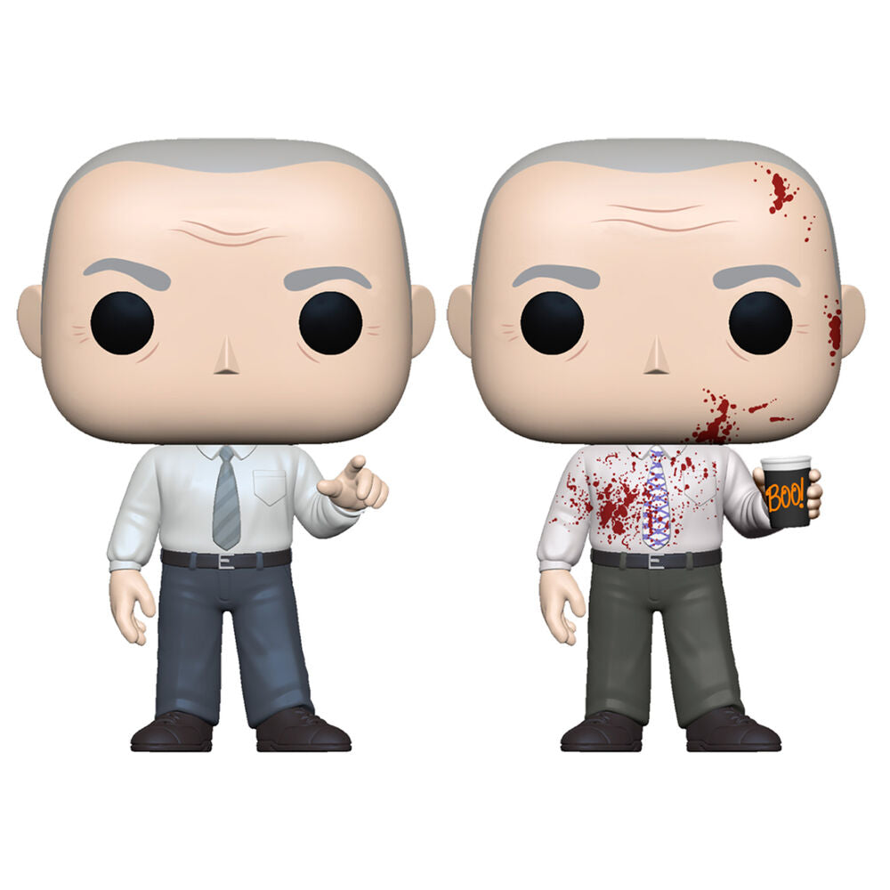Figurine Funko POP Creed de The Office en édition Bloody Chase, vue de face dans sa boîte vitrine