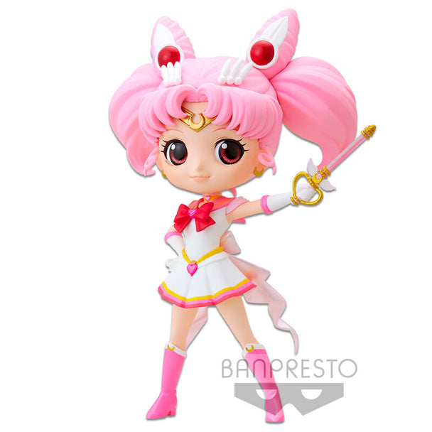 Figurine Chibi Moon Q Posket de 14cm issue du film Sailor Moon Eternal, fabriquée par BANPRESTO, en PVC, vue de face.