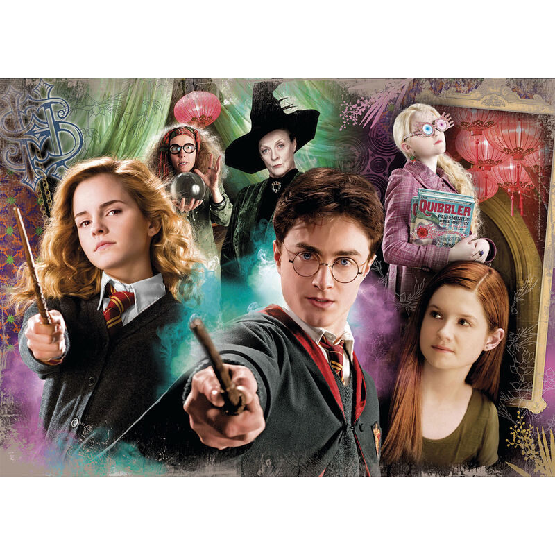 Boîte du puzzle Harry Potter 104 pièces de la marque CLEMENTONI avec illustration colorée