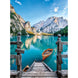 Puzzle Braies Lake 500 pièces de CLEMENTONI avec l'image du lac et montagnes en arrière-plan.