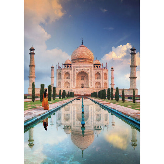 Image du puzzle Taj Mahal 1500 pièces de CLEMENTONI avec une vue détaillée de l’assemblage partiel