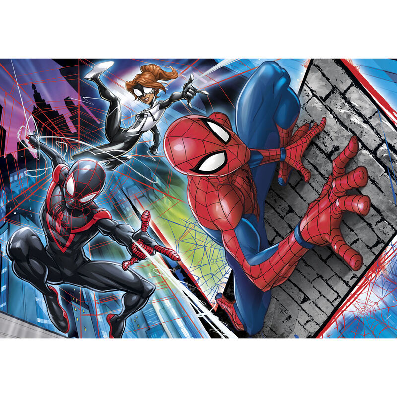 Boîte du puzzle Marvel Spiderman 60 pièces de la marque CLEMENTONI avec illustration colorée et dimensions visibles