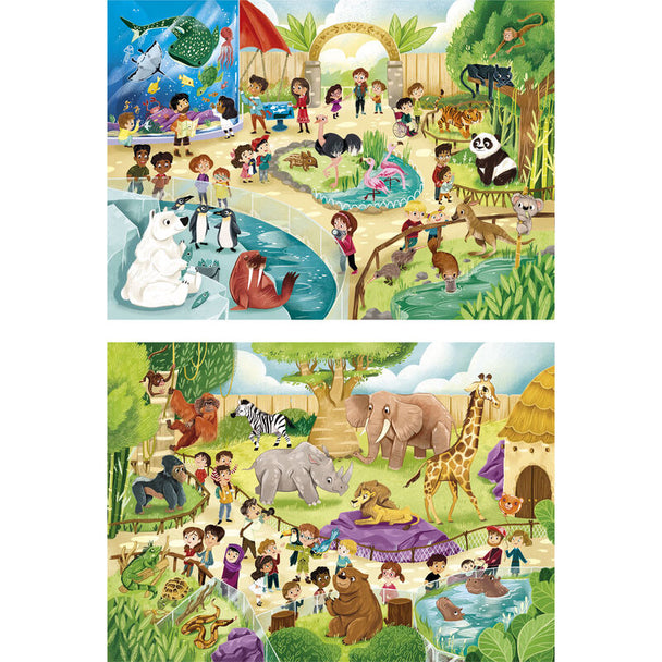 Puzzle CLEMENTONI Zoo avec 60 pièces montrant des animaux colorés dans un décor naturel