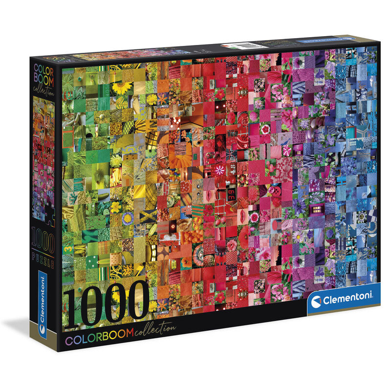 Puzzle Collage CLEMENTONI assemblé de 1000 pièces montrant une image détaillée de 69x50 cm