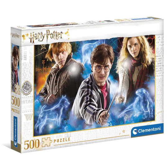 Puzzle assemblé Harry Potter de 500 pièces montrant une scène emblématique de la saga