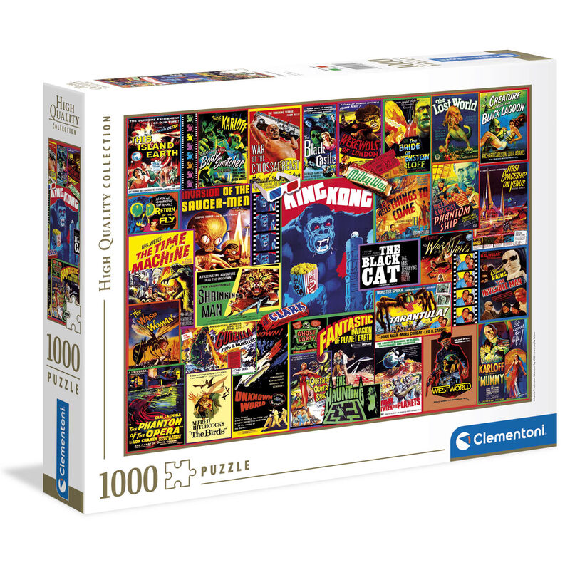 Puzzle Thriller Classics assemblé mesurant 69x50 cm avec une image captivante inspirée des films thriller classiques