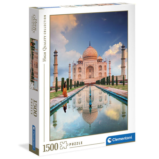 Boîte du puzzle Taj Mahal 1500 pièces CLEMENTONI montrant le packaging et les dimensions