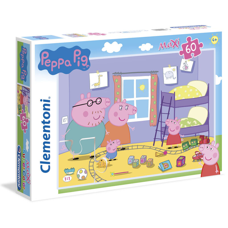 Puzzle assemblé Peppa Pig de 60 pièces montrant une scène amusante et colorée de 62x42 cm