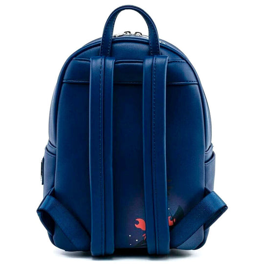 Zoom sur la fermeture éclair et les bretelles ajustables du sac à dos Loungefly La Petite Sirène 31cm.