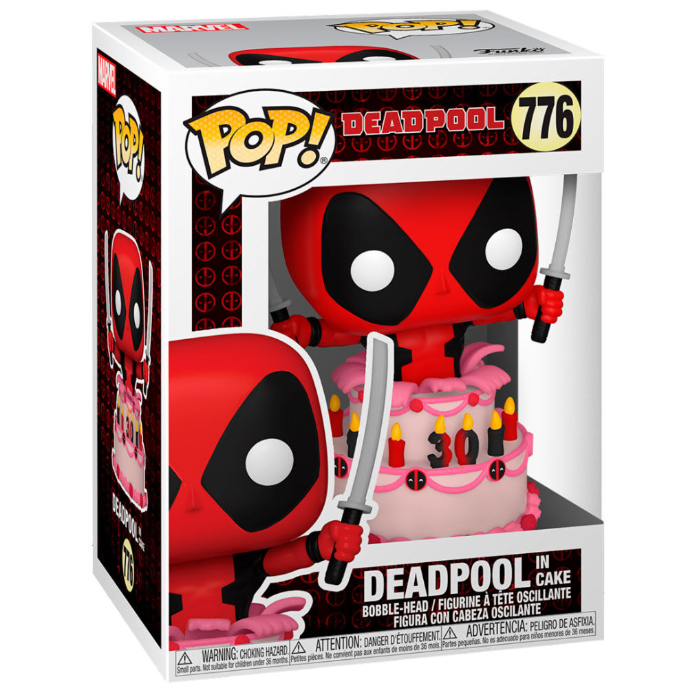 Packaging original de la figurine Funko POP Deadpool 30th Anniversary avec design transparent et coloré