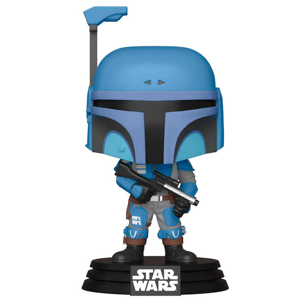 Vue rapprochée de la figurine Mandalorian Two Stripes avec détails précis sur l'armure et le casque