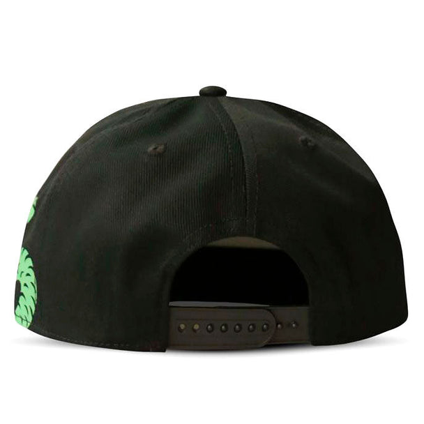 Casquette snapback verte Slytherin Harry Potter vue de face avec logo brodé DIFUZED