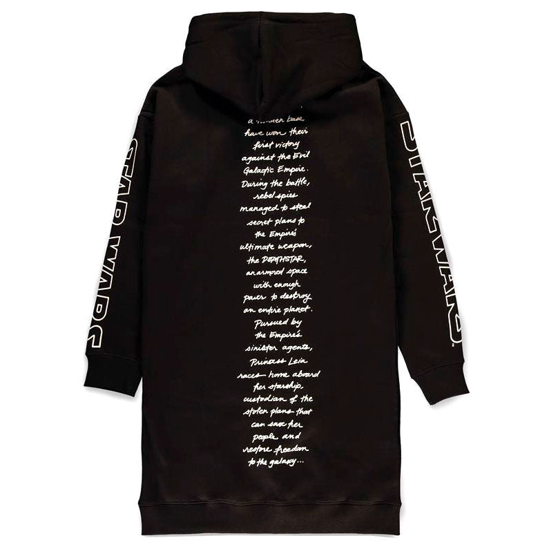 Robe à capuche femme Star Wars DIFUZED vue de face avec motifs originaux sur fond sombre