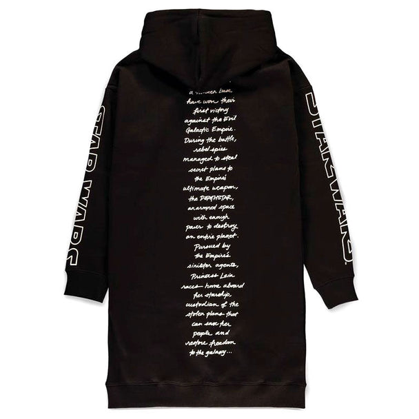 Robe à capuche femme Star Wars DIFUZED vue de face avec motifs originaux sur fond sombre