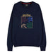 Détail des blasons colorés des maisons Gryffondor, Serpentard, Poufsouffle et Serdaigle imprimés sur le sweat Harry Potter DIFUZED