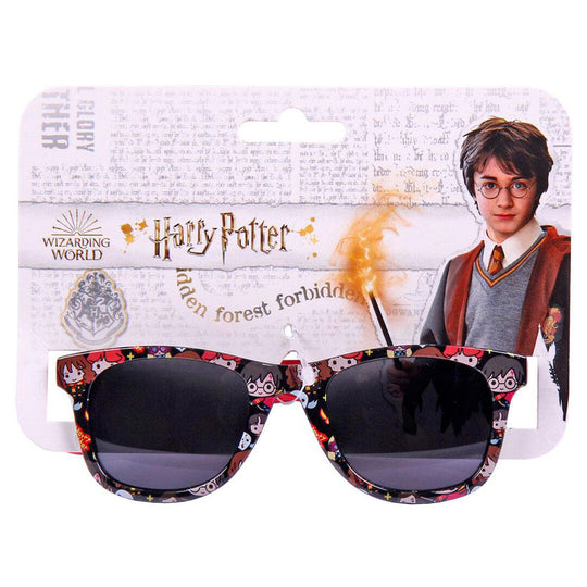 Lunettes de soleil Harry Potter posées sur fond blanc montrant les dimensions précises