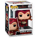 Vue rapprochée de la figurine Funko POP Scarlet Witch avec détails précis et couleurs vives Marvel