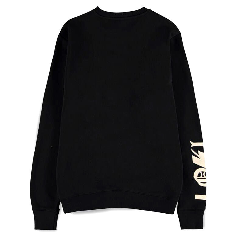 Sweat crewneck Marvel Loki logo DIFUZED en coton et polyester, vue de face avec design clair