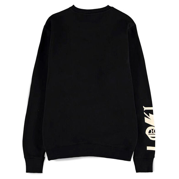 Sweat crewneck Marvel Loki logo DIFUZED en coton et polyester, vue de face avec design clair