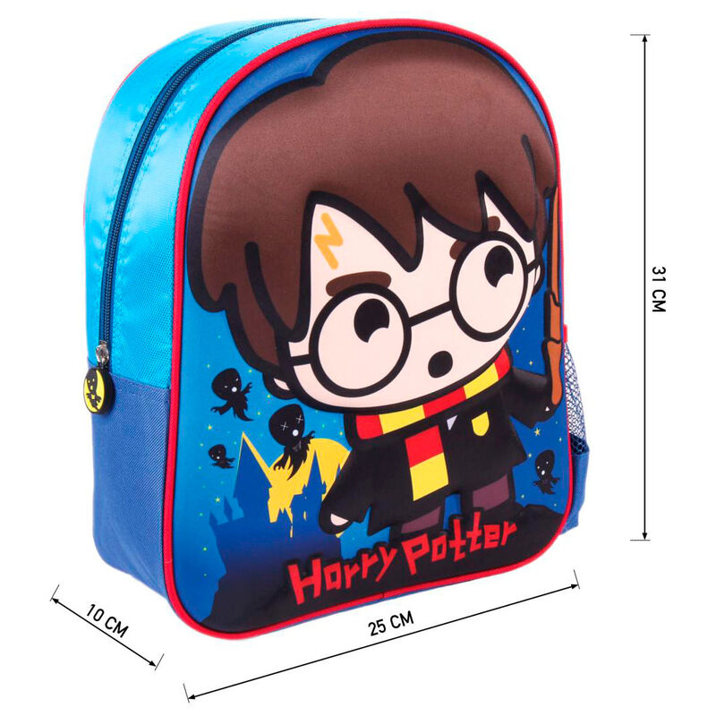 Profil du sac à dos Harry Potter 3D montrant la profondeur et les bretelles rembourrées