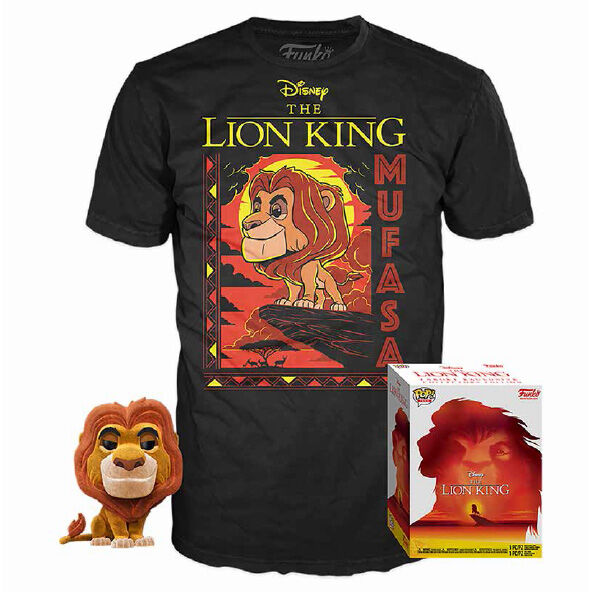 Set exclusif FUNKO POP Mufasa et t-shirt Disney Le Roi Lion taille américaine, édition spéciale.