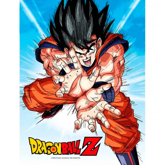 Poster en verre Dragon Ball Z de 30x40cm montrant Goku en attaque Kame signé SD TOYS