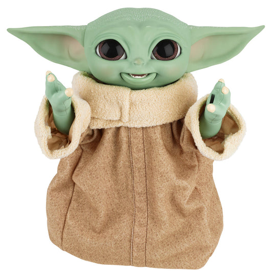 Figurine animatronique Baby Yoda The Child vue de face avec détails réalistes