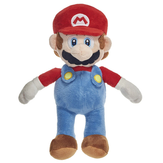 Peluche Mario Super Mario Bros officielle Nintendo de 60 cm, vue de face avec détails colorés et texture douce.