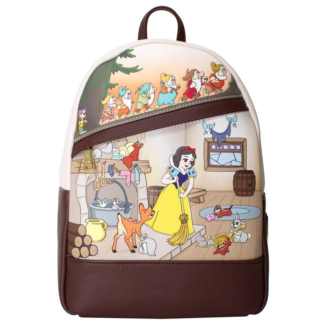 Vue arrière du sac à dos Loungefly Blanche-Neige avec bretelles ajustables et finition de qualité