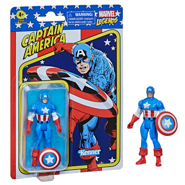 Détail de la figurine Captain America articulée avec costume classique bleu et rouge