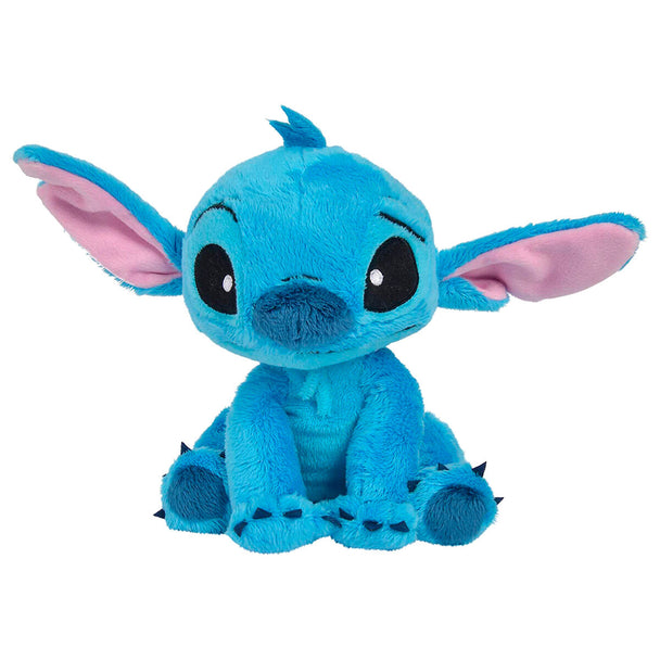 Peluche Stitch Disney douce de 25 cm vue de face avec détails précis du visage et des oreilles