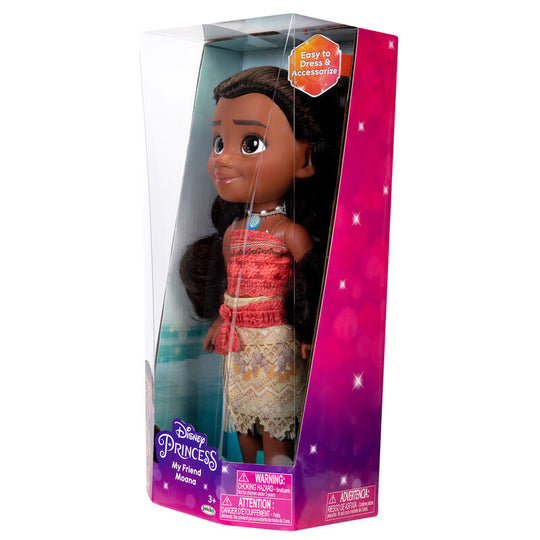 Gros plan sur le visage expressif de la poupée Vaiana Moana JAKKS PACIFIC